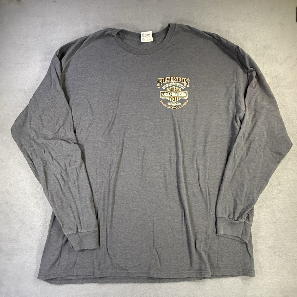 Harley-Davidson Shirt Mens 3XL Gray Long Sleeve Silverton Colorado Biker Bike